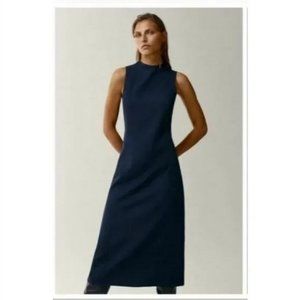 NWT Massimo Dutti Navy Blue Sleeveless Tube Dress 6637/764 Size Small